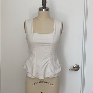 Zara White Peplum Square Neck Tank